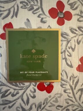 kate spade Red & Gray Floral Blockprint Placemats